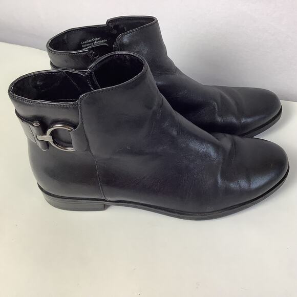 Alfani Step & Flex Womens Ankle Boots - Size 5M - Black Leather Upper - Picture 1 of 8